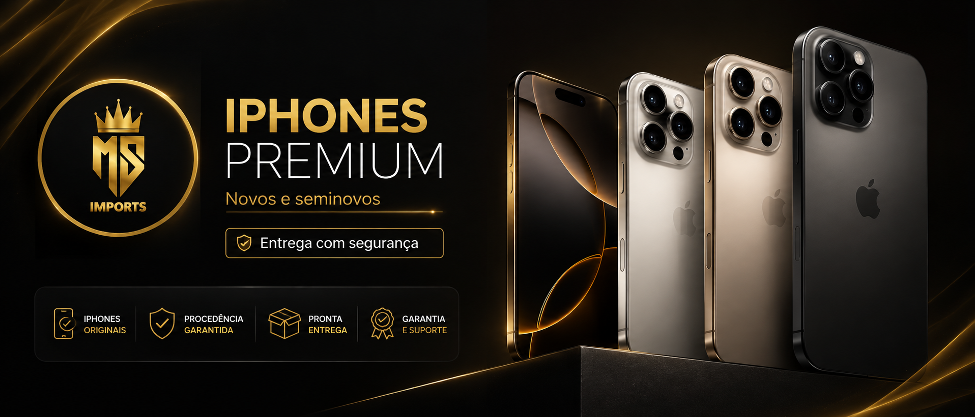 Banner premium de iPhones da MS Imports